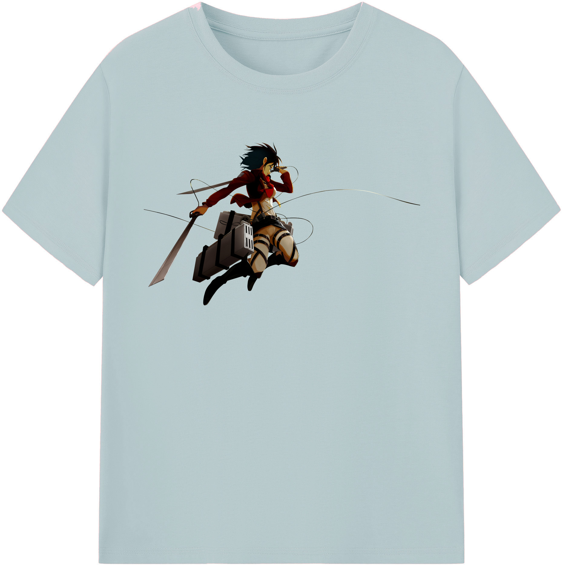 （画像用） 進撃の巨人 ミカサ·アッカーマン Attack on Titan Mikasa Ackerman 綿100％半袖Tシャツ（フロントプリント）